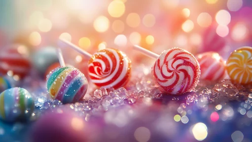 Candy Collection Against Soft Bokeh Glow.