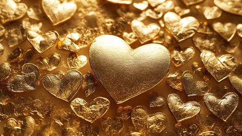 Golden Heart Composition: Luminous Three-Dimensional Metallic Study.