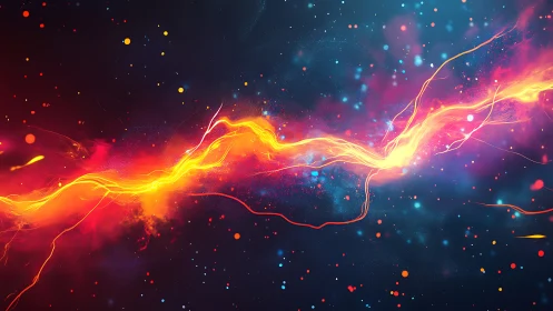 Electric plasma ribbon cuts through deep cosmic gradient field