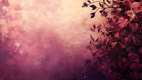 Pink floral grunge background with dark decorative border.