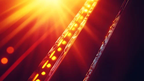 Abstract closeup of glowing LED strip lights with vibrant colors.