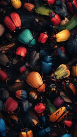 High-saturation macro study of diverse beetle carapaces