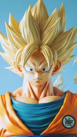 3D anime bust with dynamic spiked hair and heroic framing.