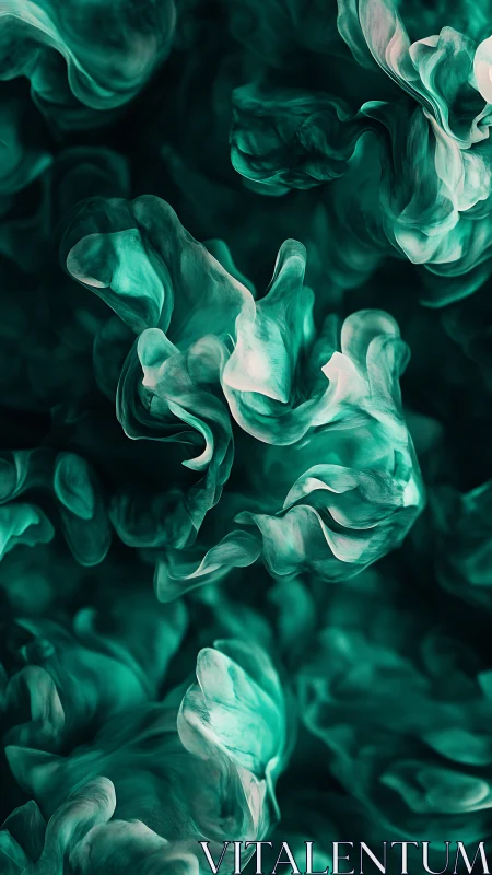 Teal smoke plumes curl and twist in dense abstract motion