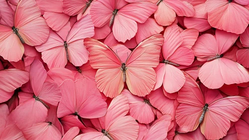 Monochrome pink butterflies in dense symmetrical composition.