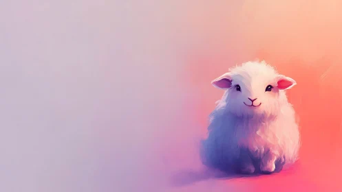 Chromatic gradient lamb portrait with diffuse digital lighting.