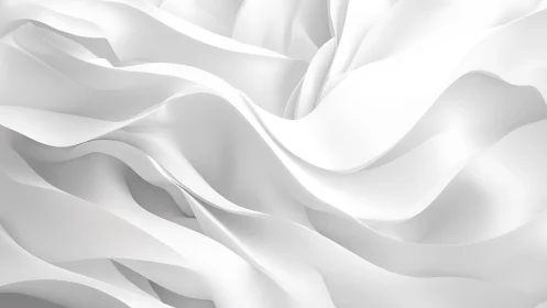 Flowing White Abstract Waves in Minimalist 3D Art Style.