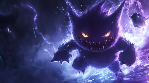 Midnight phantom grins wide while stormlight ignites its aura