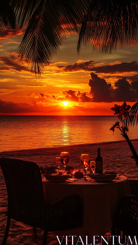 Sunset-drenched shoreline whispers toward a waiting table for two