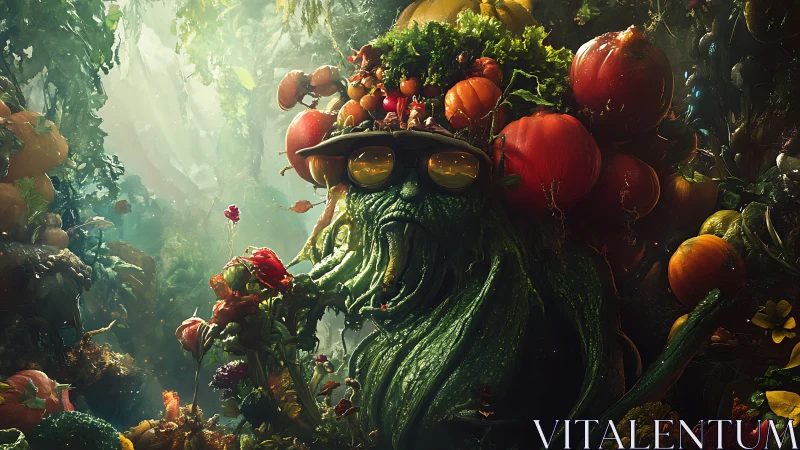 Vegetal guardian portrait merges organic forms and surreal light