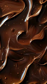 Silky swirls of glossy chocolate in cozy close-up view.