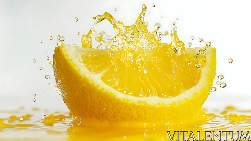 High-speed macro capture of lemon wedge in dynamic juice splash
