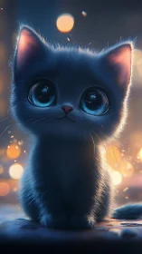 Luminescent Digital Feline: Hyperrealistic Nocturnal Portrait Study.