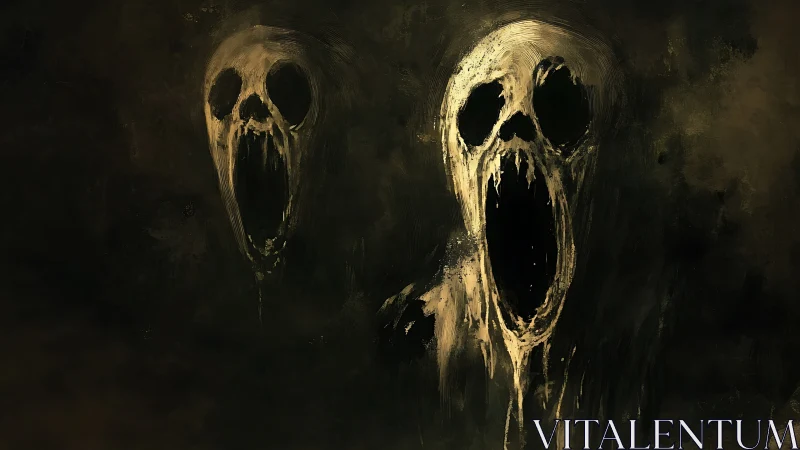 Echoes of the Void: Twin Howling Specters in Rotting Night.