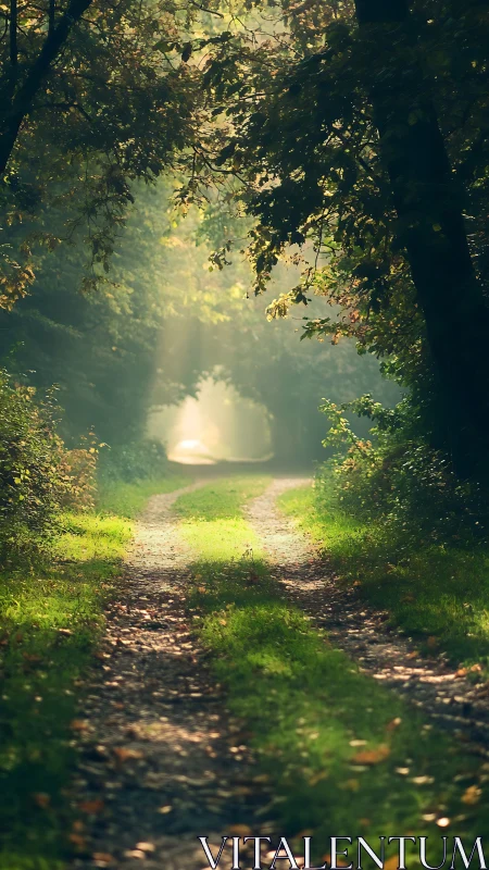 Golden Light Through Forest Tunnel Creates Serene Path.