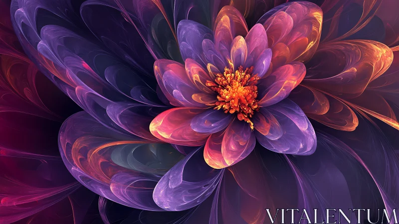 Luminous fractal flower unfolding in glowing twilight hues.