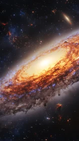 Spiral galaxy core burns through dense cosmic dust halo.
