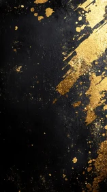 Black textured background with bold metallic gold splashes