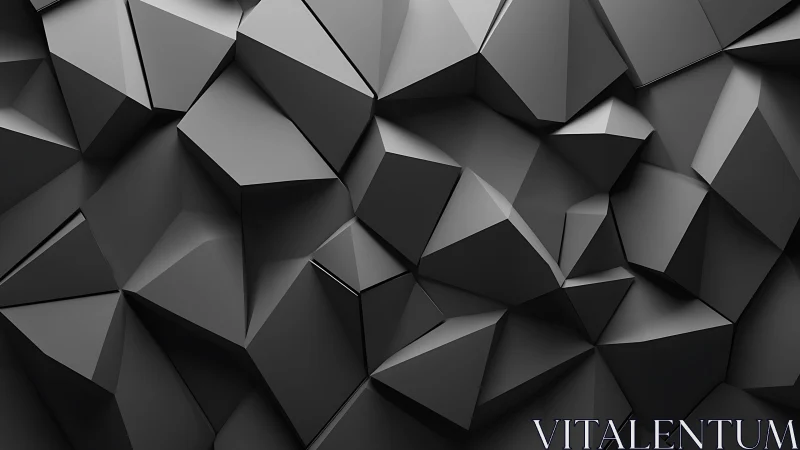 Dark geometric 3D polygon wall shows faceted angular planes