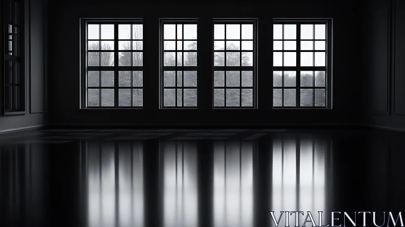 Silent winter light choreographs reflections on polished floor