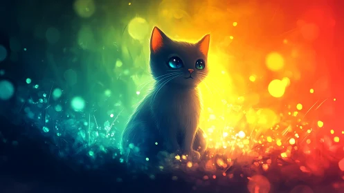 Feline Subject Rendered Against Gradient Light Field.