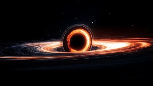 Relativistic black hole with luminous accretion torus orbiting.