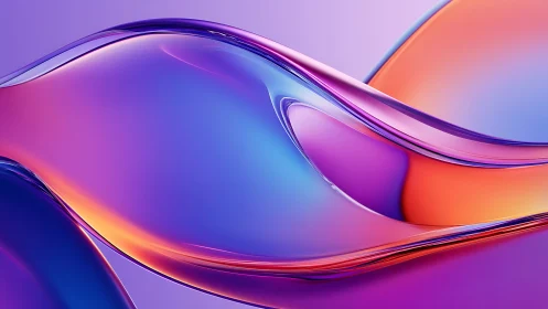 Iridescent fluid waves curve across smooth gradient background