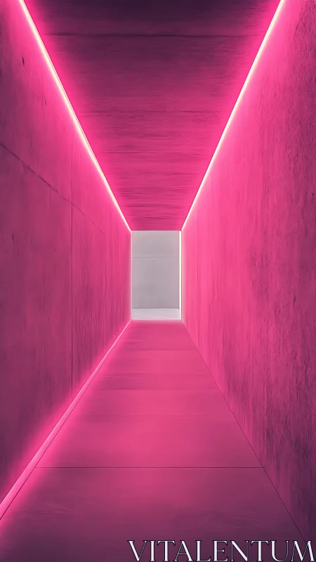 Neon magenta corridor with linear LED edge lighting perspective.