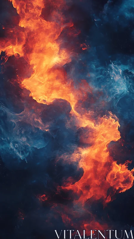 Inferno Meets Abyss: Fire and Frost Dance in Cosmic Chaos.
