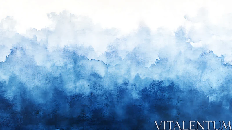 Horizontal blue tonal gradient forms layered misty field
