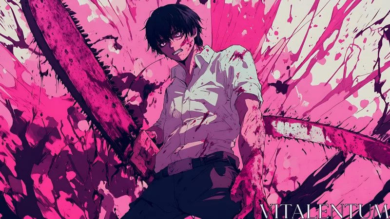 Chainsaw-scarred youth carves fury through neon carnage