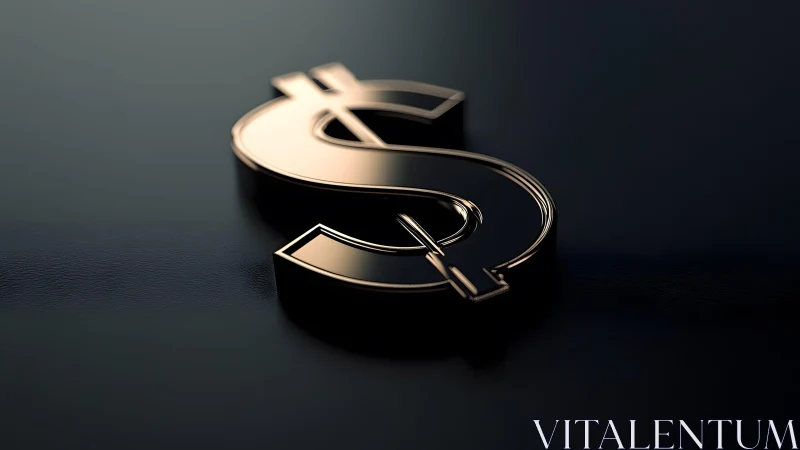 Glossy 3D Dollar Symbol on Dark Background, Modern Style.