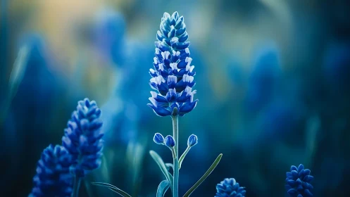 Blue Lupine Spikes in Shallow Depth Field.