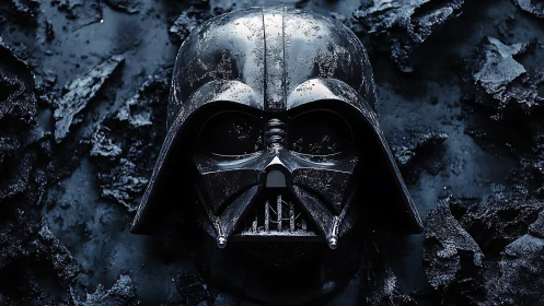 Black helmet lies on textured dark surface under hard light