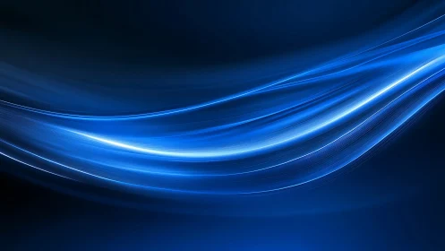 Electric blue light waves on dark abstract background.