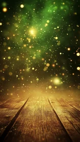 Starlit Woodland Stage With Floating Golden Firefly Dust.