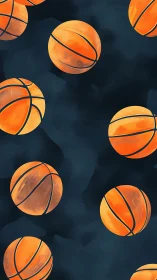 Basketball pattern glows against deep indigo clouded background.