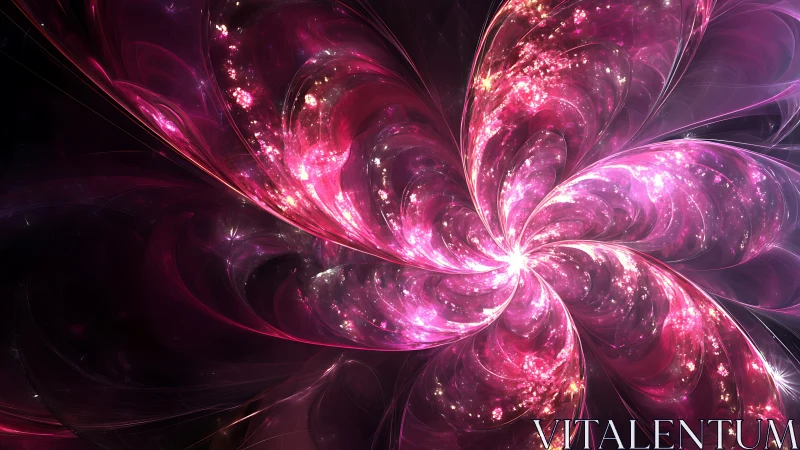 Radiant magenta fractal bloom unfolds in luminous curvature