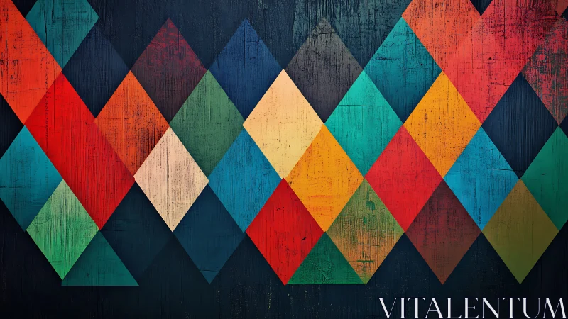 Chromatic rhombus lattice on distressed dark substrate.