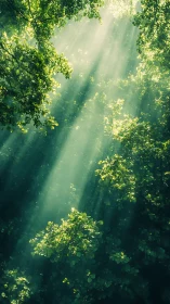 Sunbeams pour through a secret cathedral of summer leaves