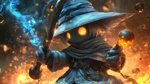 Arcane mage character channels dual elemental orb magic