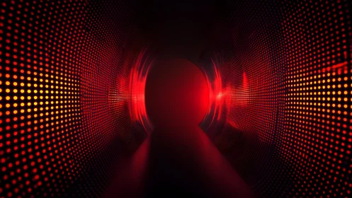 Futuristic Red LED Tunnel with Glowing Light Effects.