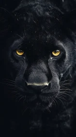 Golden-Eyed Shadow: Panther's Hypnotic Gaze.