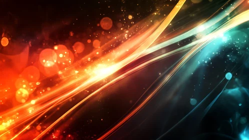 Radiant energy streams crossing warm and cool spectra.