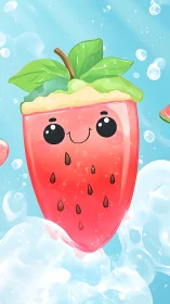 Adorable Strawberry Character with Whimsical Charm.