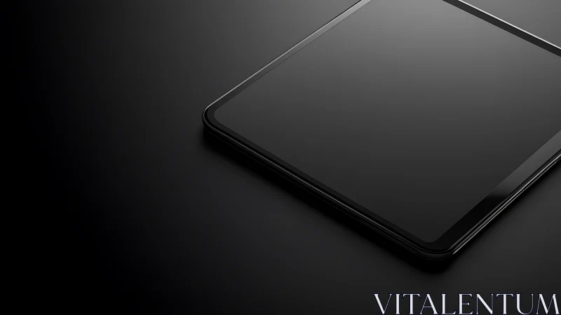 Sleek Black Smartphone Rests on Dark Minimalist Surface