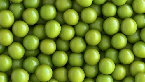 Glossy green spheres crowd together in playful tight formation