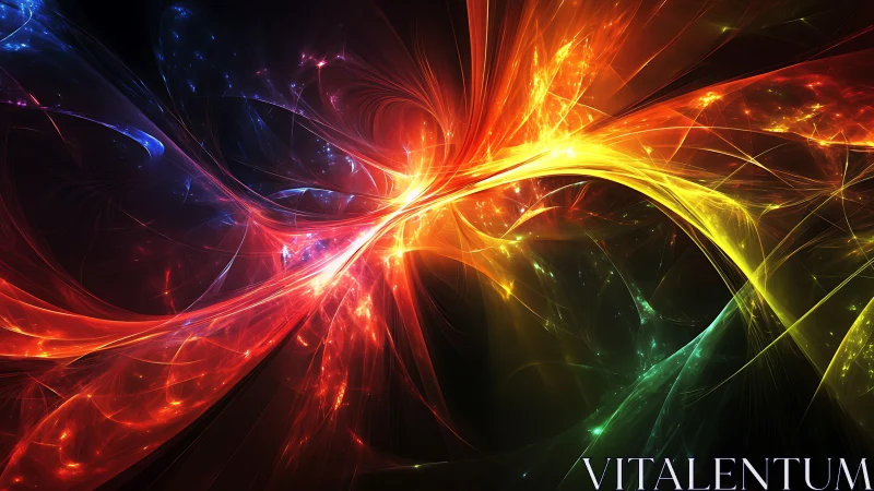 Solar flares collide in a prismatic cosmic ribbon storm.