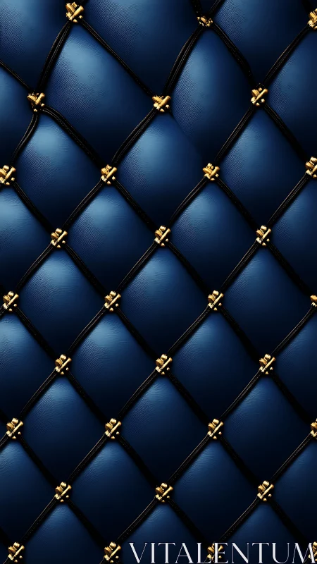 Luxurious blue leather lattice glows with golden accents