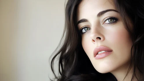 Portrait of a Woman with Green Eyes in Soft Natural Light.